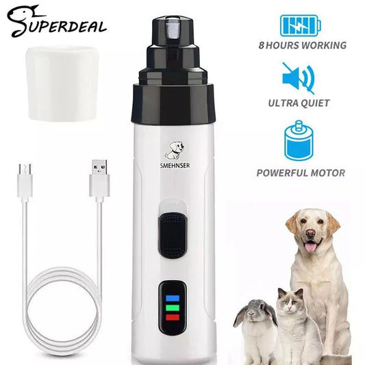 Painless USB Charging Dog Nail Grinders Rechargeable Pet Nail Clippers Quiet Electric Dog Cat Paws Nail Grooming Trimmer Tools - WeelFull